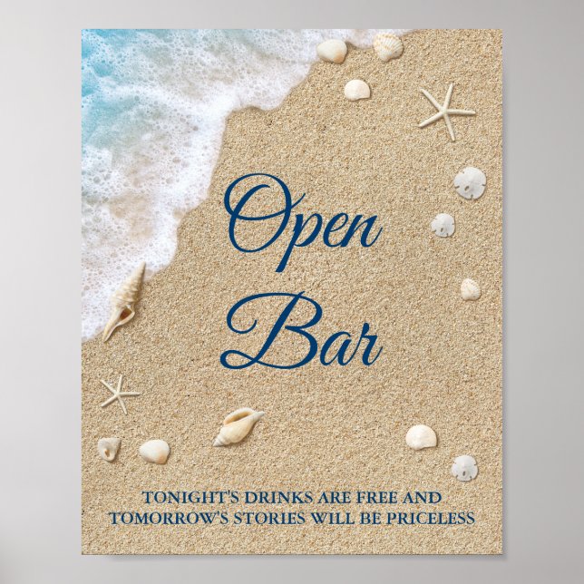 Blue Beach Waves Open Bar Poster 2 (Vorne)