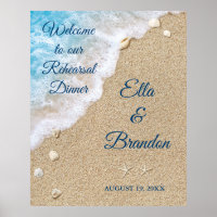 Blue Beach Waves Probe Abendessen Poster