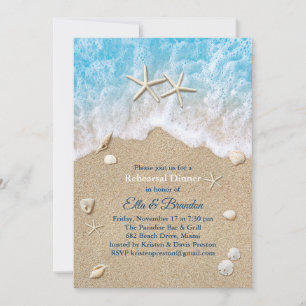 Blue Beach Waves & Starfish Probe Abendessen Einladung