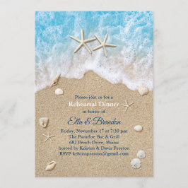 Blue Beach Waves & Starfish Probe Abendessen Einladung
