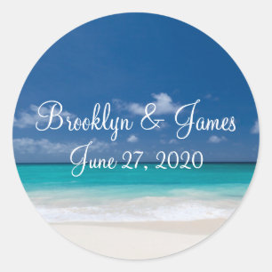 Blue Beach Wedding Stickers