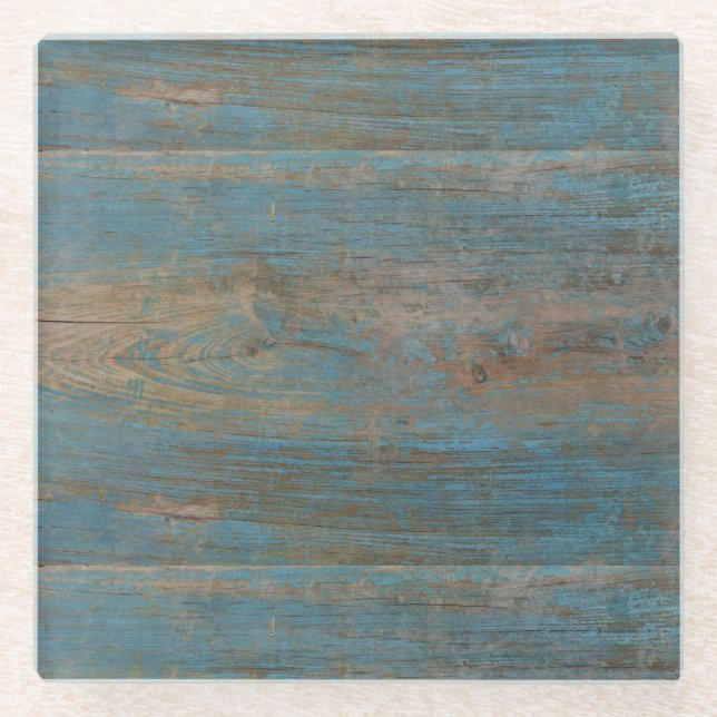 Blue Beach Wood Texture Glasuntersetzer (Vorderseite)