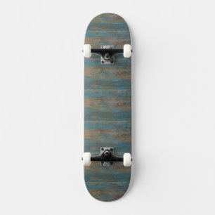 Blue Beach Wood Texture Skateboard