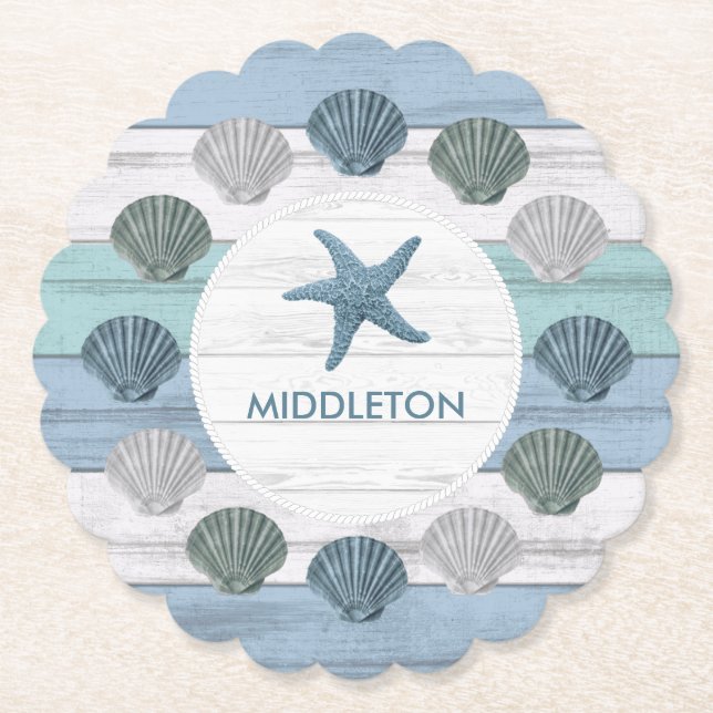 Blue Beach Wood Untersetzer (Vorderseite)