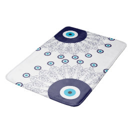 Blue Beachy Boho Evil Eye Mandala Muster Badezimme Badematte