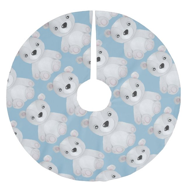 Blue Bear Baby Boy Weihnachtsdekor Polyester Weihnachtsbaumdecke (Vorderseite)