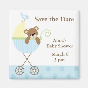 Blue Bear Baby Dusche Save the Date Magnet