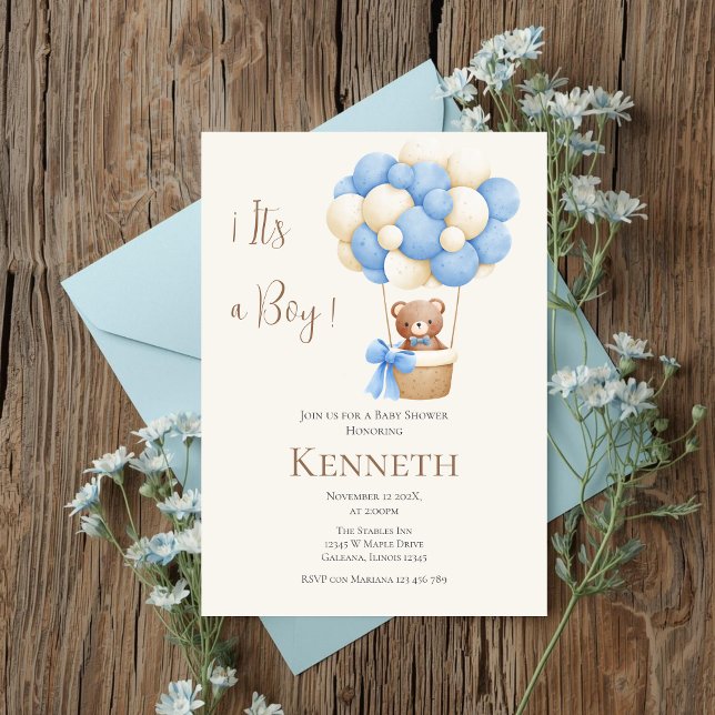 Blue Bear Baby Shower Boy Einladung (Von Creator hochgeladen)