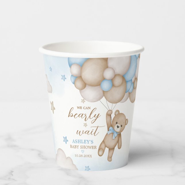 Blue Bear Balloons Baby Dusche Pappbecher (Vorderseite)