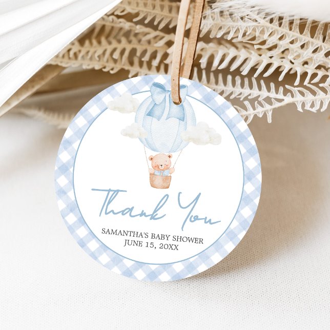 Blue Bear Bearly Wait Baby Shower  Geschenkanhänger (Bear Baby Shower Favor Tags)