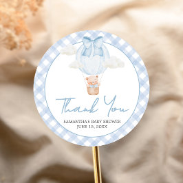 Blue Bear Bearly Wait Baby Shower  Runder Aufkleber