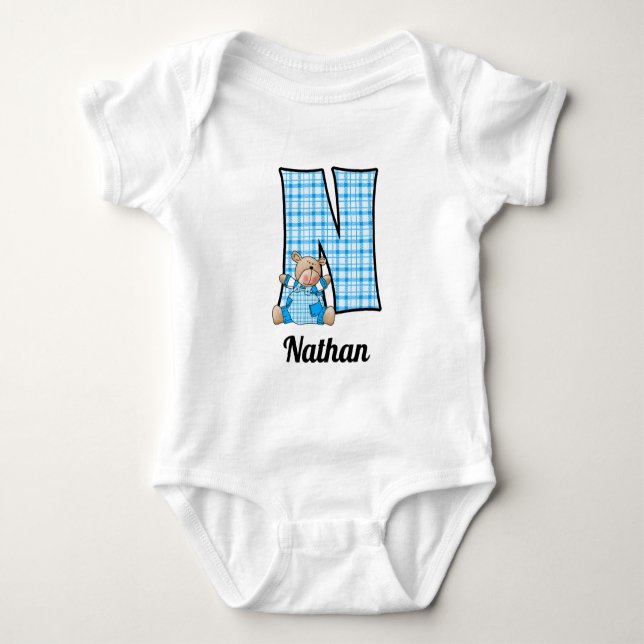 Blue Bear Monogram Big N Baby Apparel Strampler (Vorderseite)
