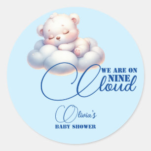 Blue Bear Wir sind auf Cloud 9 Baby Dusche Runder Aufkleber