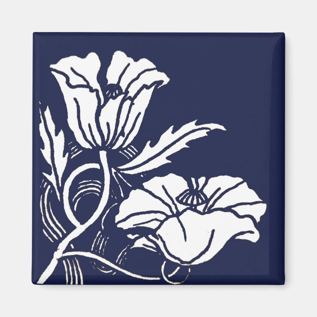 Blue Beardsley Poppies Magnet (Vorne)