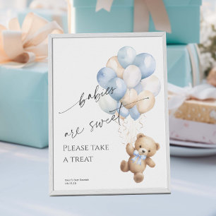 Blue Bearly Wait Baby Boy Dusche Leckerei Zeichen Poster