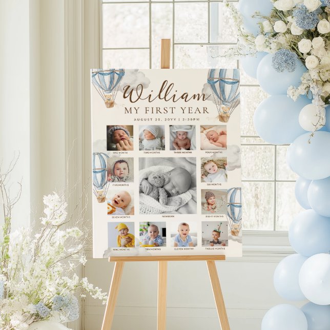 Blue Beary Erstes Geburtstagsfoto-Zeitstrahl Poster (Von Creator hochgeladen)