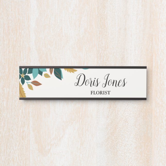 Blue beauty flower fall leaves türschild (Vorderseite )