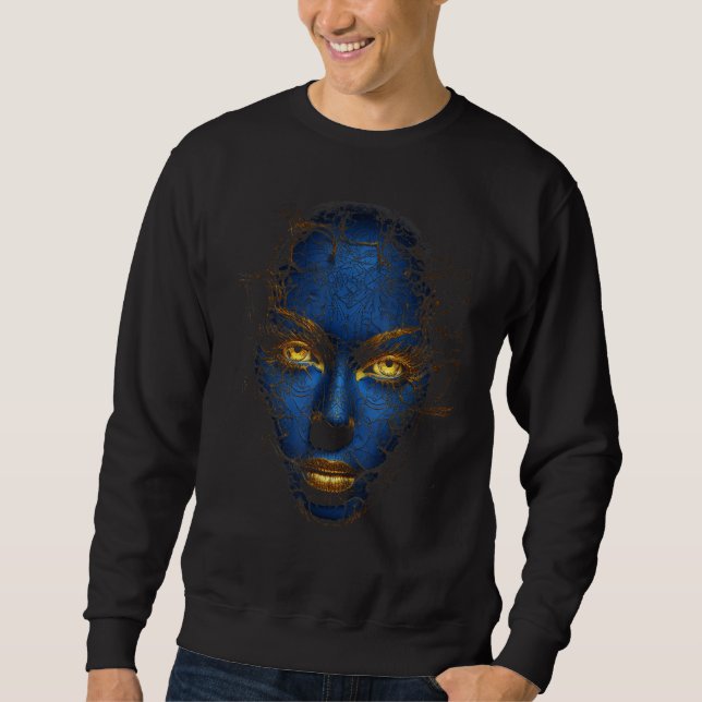 Blue Beauty Girl Face Graphic Tees for Men Women (Vorderseite)