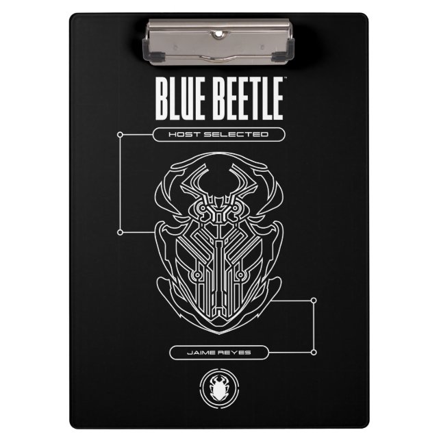 Blue Beetle Scarab Tech Graphic Klemmbrett (Vorderseite)