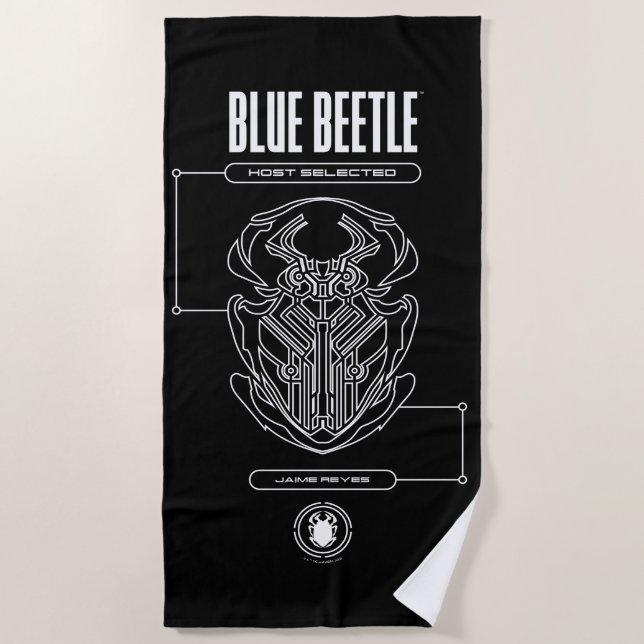 Blue Beetle Scarab Tech Graphic Strandtuch (Vorderseite)