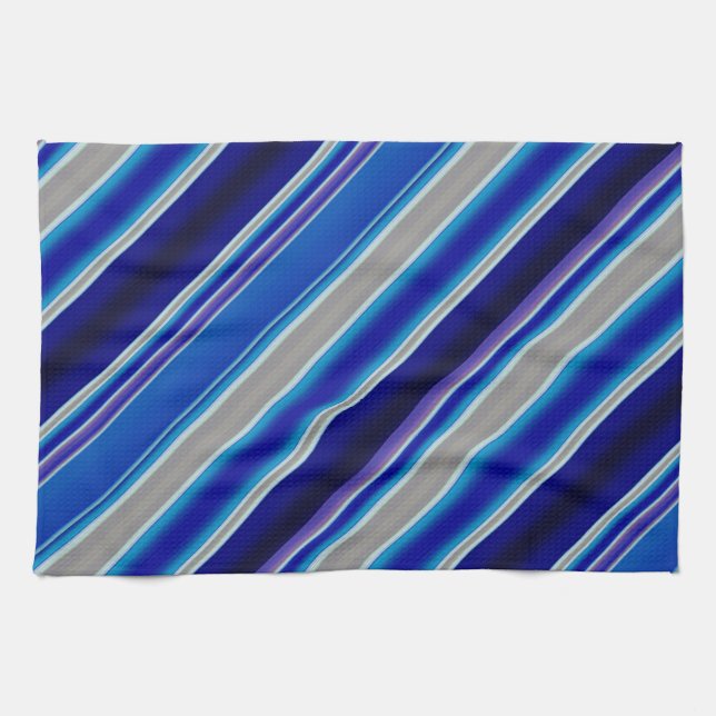 Blue Beige and Lavender Stripes Geschirrtuch (Horizontal)