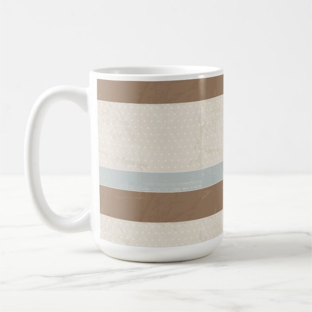 Blue Beige Brown Soft Polka Dots Retro Hintergrund Kaffeetasse (Links)