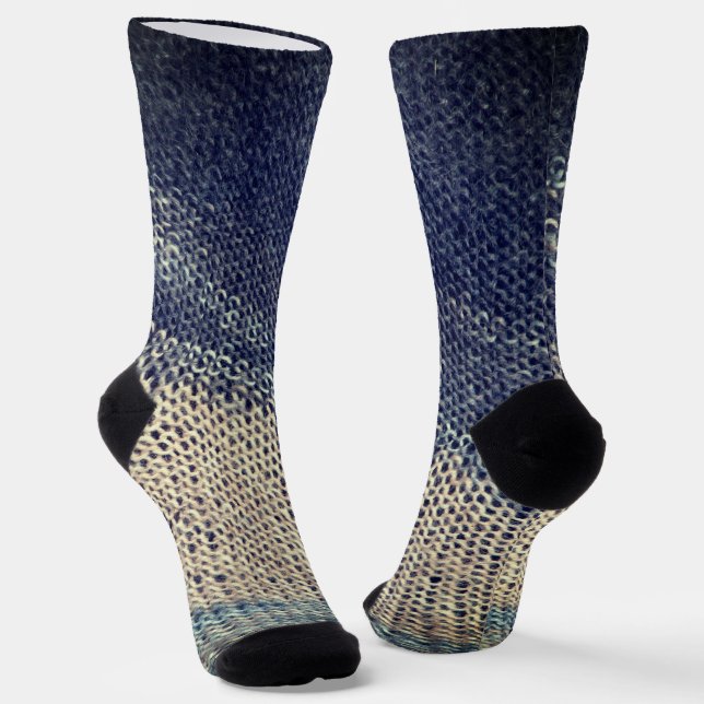 Blue Beige Calf Socken (Gewinkelt)