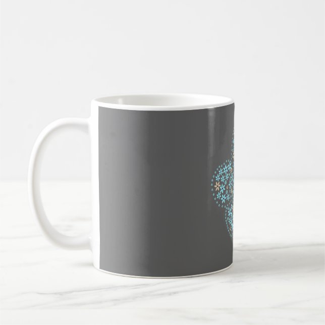 Blue Beige Floral Bloom – Dark Grey Botanical Mode Kaffeetasse (Links)