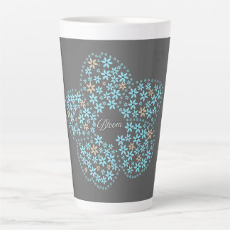 Blue Beige Floral Bloom – Dark Grey Botanical Mode Milchtasse
