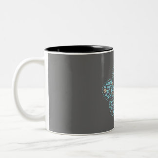 Blue Beige Floral Bloom – Dark Grey Botanical Mode Zweifarbige Tasse