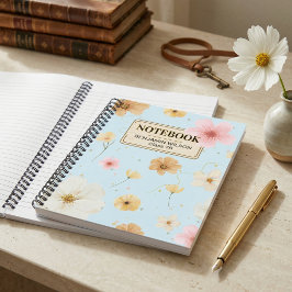 Blue & Beige Floral Watercolor SpiralNotebook Notizbuch