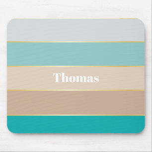 Blue Beige Gold Custom Summer Color Block Streifen Mousepad