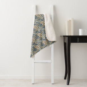 Blue Beige Green Chinoiserie Blume Sherpadecke
