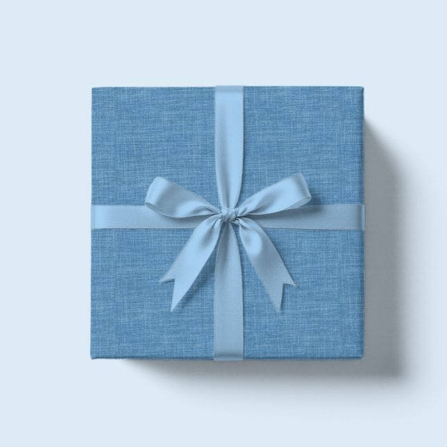 Blue Beige Linen Texture Geschenkpapier (Von Creator hochgeladen)