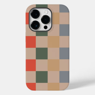 Blue Beige Orange Brown Checkered Gingham Pattern Case-Mate iPhone 14 Pro Hülle