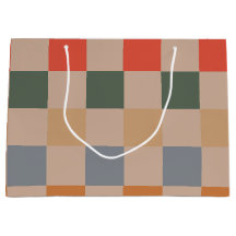 Blue Beige Orange Brown Checkered Gingham Pattern