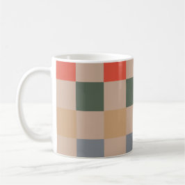 Blue Beige Orange Brown Checkered Gingham Pattern Kaffeetasse