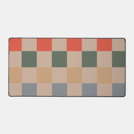 Blue Beige Orange Brown Checkered Gingham Pattern Schreibtischunterlage