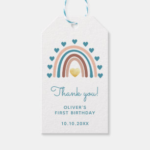 Blue Beige Rainbow 1. Geburtstag Vielen Dank Geschenkanhänger