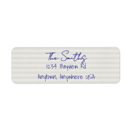 Blue Beige Stripe Coastal Christmas Return Address