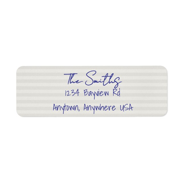 Blue Beige Stripe Coastal Christmas Return Address (Vorne)