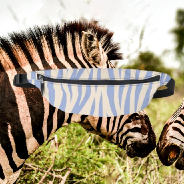 Blue & Beige Zebra Print Fanny Pack - Stilvoll Bauchtasche (Von Creator hochgeladen)