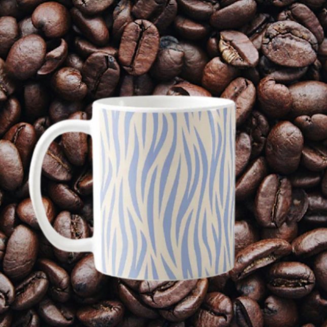 Blue & Beige Zebra Stripe Classic Tasse - Stilvoll (Von Creator hochgeladen)