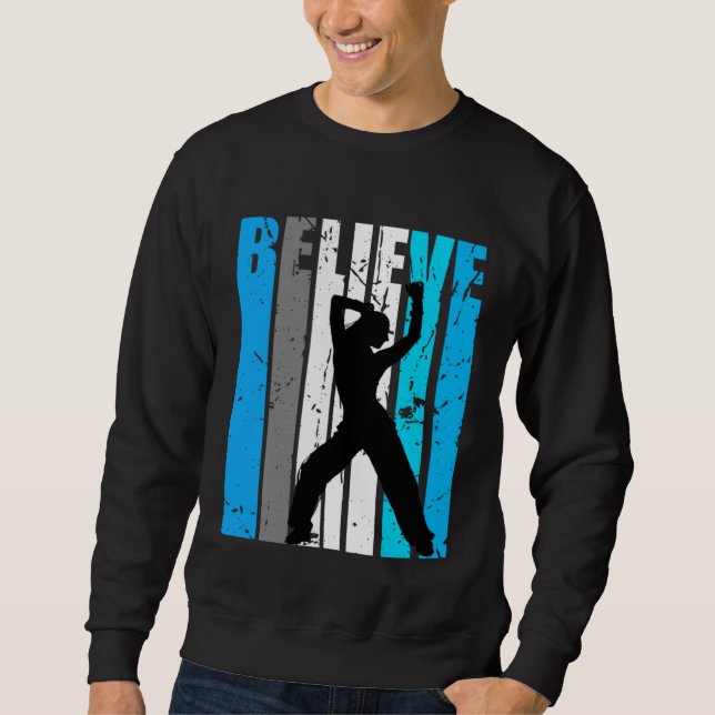 Blue Believe Dance Motivational Girls Team Retro Sweatshirt (Vorderseite)