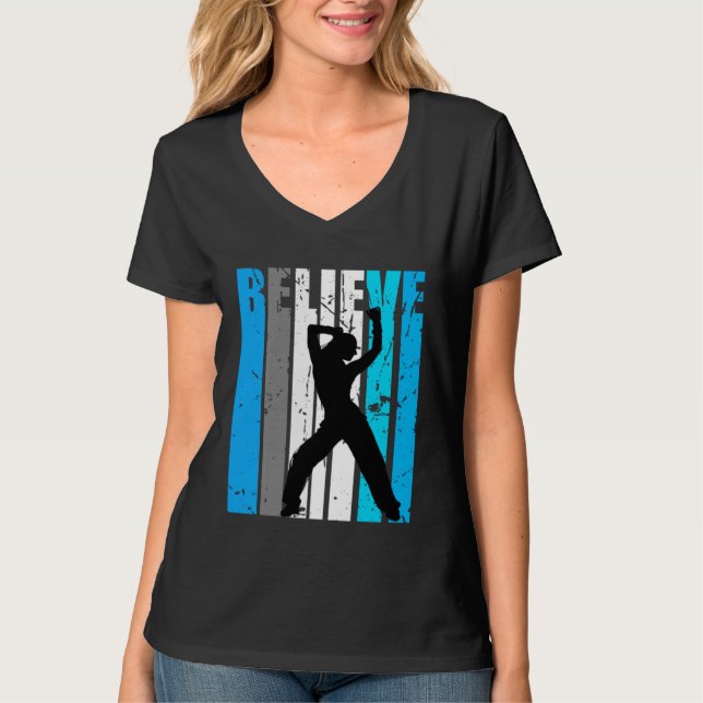 Blue Believe Dance Motivational Girls Team Retro T-Shirt (Vorderseite)