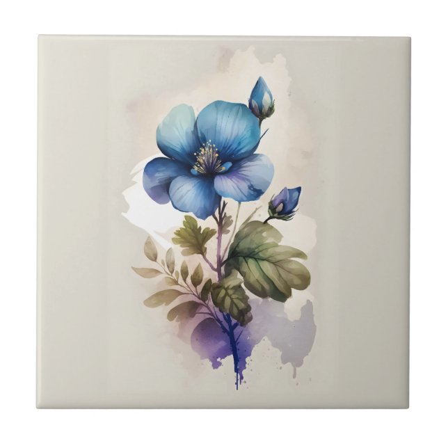 Blue Bell Watercolor Floral Küche Badezimmer Fliese (Vorderseite)