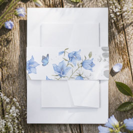 Blue Bellflower Wedding Bellyband Einladungsbanderole