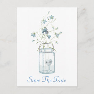 Blue Bells in einem Mason Jar Wedding Save the Dat Ankündigungspostkarte