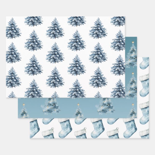 Blue Bells White Christmas Geschenkpapier Set (Set)