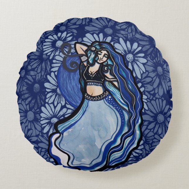 Blue Belly Dancer                              Rundes Kissen (Vorderseite)